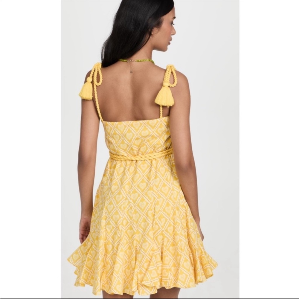 RHODE Yellow Ruched Ruffled Mini Dress - Picture 2 of 5
